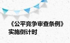 《公平竞争审查条例》实施倒计时