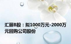 汇丽B股：拟1000万元-2000万元回购公司股份