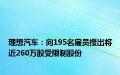 理想汽车：向195名雇员授出将近260万股受限制股份