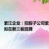 紫江企业：控股子公司紫江新材拟在新三板挂牌