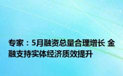 专家：5月融资总量合理增长 金融支持实体经济质效提升