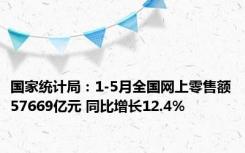 国家统计局：1-5月全国网上零售额57669亿元 同比增长12.4%