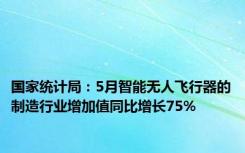 国家统计局：5月智能无人飞行器的制造行业增加值同比增长75%