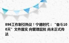 896工作制引热议！宁德时代：“奋斗100天”文件属实 向管理层拟 尚未正式传达