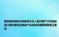 商务部贸易救济调查局负责人就对原产于欧盟的进口相关猪肉及猪副产品发起反倾销调查答记者问