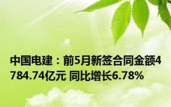 中国电建：前5月新签合同金额4784.74亿元 同比增长6.78%