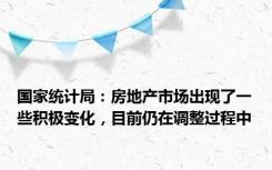 国家统计局：房地产市场出现了一些积极变化，目前仍在调整过程中