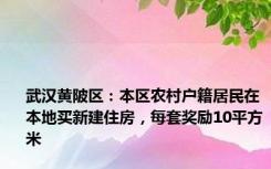 武汉黄陂区：本区农村户籍居民在本地买新建住房，每套奖励10平方米