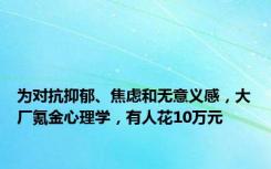 为对抗抑郁、焦虑和无意义感，大厂氪金心理学，有人花10万元