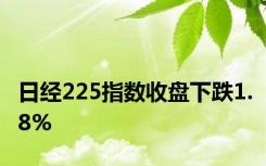 日经225指数收盘下跌1.8%