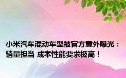 小米汽车混动车型被官方意外曝光：销量担当 成本性能要求极高！