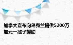 加拿大宣布向乌克兰提供5200万加元一揽子援助