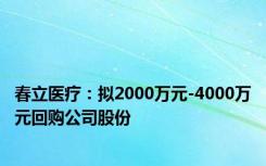 春立医疗：拟2000万元-4000万元回购公司股份