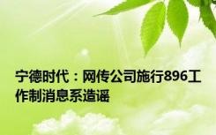 宁德时代：网传公司施行896工作制消息系造谣