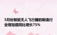 5月份智能无人飞行器的制造行业增加值同比增长75%