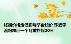 终端价格走低影响茅台股价 珍酒李渡跟跌近一个月重挫超20%