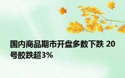 国内商品期市开盘多数下跌 20号胶跌超3%