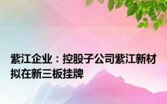 紫江企业：控股子公司紫江新材拟在新三板挂牌