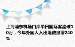 上海浦东机场口岸单日国际客流破10万，今年外国人入出境数量增240%