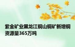 紫金矿业黑龙江铜山铜矿新增铜资源量365万吨