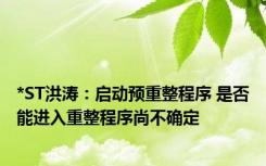 *ST洪涛：启动预重整程序 是否能进入重整程序尚不确定