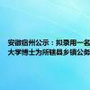 安徽宿州公示：拟录用一名斯坦福大学博士为所辖县乡镇公务员