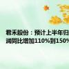 君禾股份：预计上半年归母净利润同比增加110%到150%