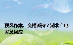 顶风作案、变相减持？湖北广电紧急回应