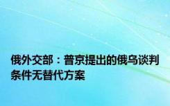 俄外交部：普京提出的俄乌谈判条件无替代方案