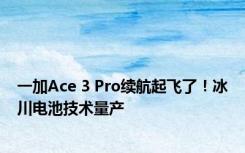 一加Ace 3 Pro续航起飞了！冰川电池技术量产