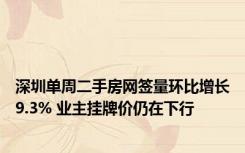 深圳单周二手房网签量环比增长9.3% 业主挂牌价仍在下行