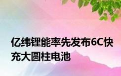 亿纬锂能率先发布6C快充大圆柱电池