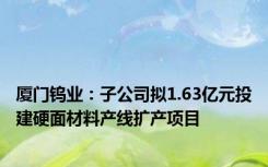 厦门钨业：子公司拟1.63亿元投建硬面材料产线扩产项目