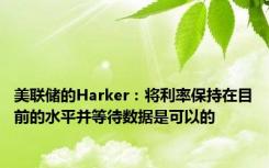 美联储的Harker：将利率保持在目前的水平并等待数据是可以的