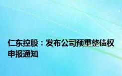 仁东控股：发布公司预重整债权申报通知