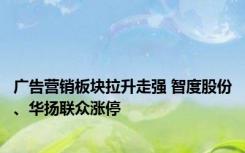 广告营销板块拉升走强 智度股份、华扬联众涨停