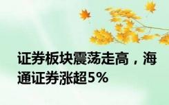 证券板块震荡走高，海通证券涨超5%