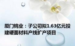 厦门钨业：子公司拟1.63亿元投建硬面材料产线扩产项目