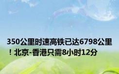 350公里时速高铁已达6798公里！北京-香港只需8小时12分