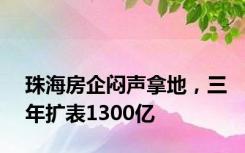 珠海房企闷声拿地，三年扩表1300亿