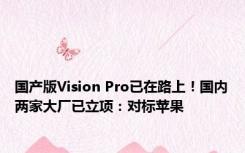 国产版Vision Pro已在路上！国内两家大厂已立项：对标苹果