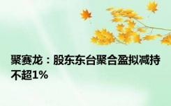 聚赛龙：股东东台聚合盈拟减持不超1%