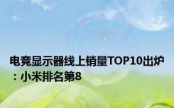 电竞显示器线上销量TOP10出炉：小米排名第8