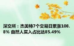 深交所：杰美特7个交易日累涨108.8% 自然人买入占比达85.49%