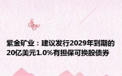 紫金矿业：建议发行2029年到期的20亿美元1.0%有担保可换股债券