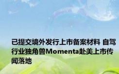 已提交境外发行上市备案材料 自驾行业独角兽Momenta赴美上市传闻落地