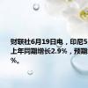 财联社6月19日电，印尼5月出口较上年同期增长2.9%，预期增长0.8%。