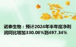 诺泰生物：预计2024年半年度净利润同比增加330.08%到497.34%