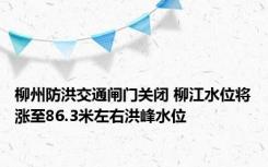 柳州防洪交通闸门关闭 柳江水位将涨至86.3米左右洪峰水位