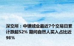 深交所：中银绒业最近7个交易日累计跌超52% 期间自然人买入占比近98%